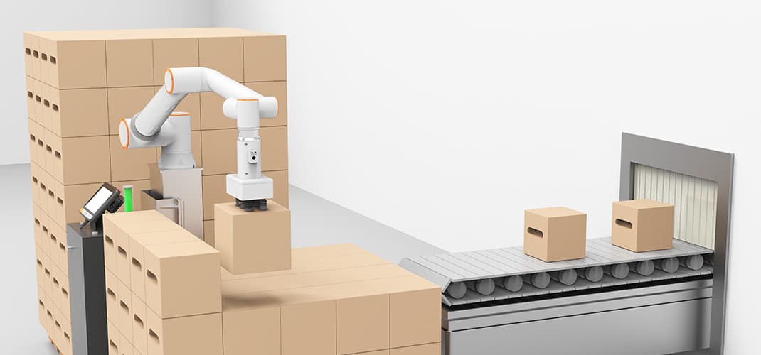Palletiseer robot voor automatisch palletiseren van dozen